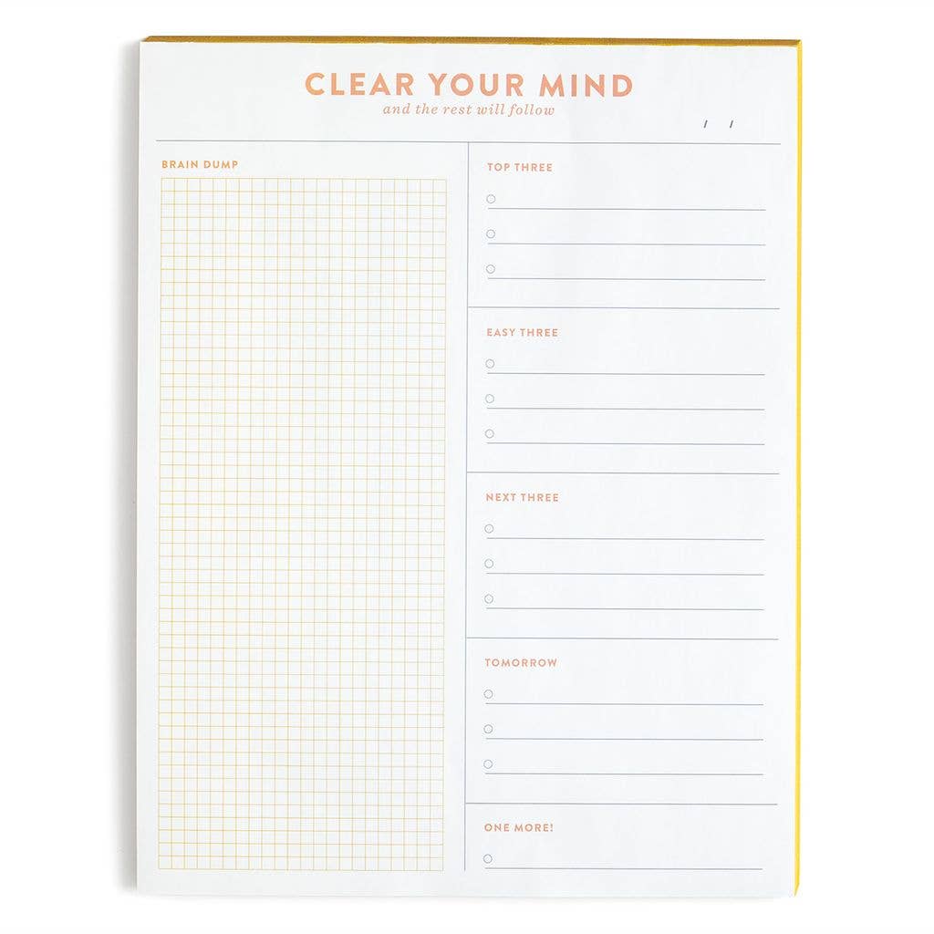 Clear Your Mind Brain Dump 8.5x11 Notepad