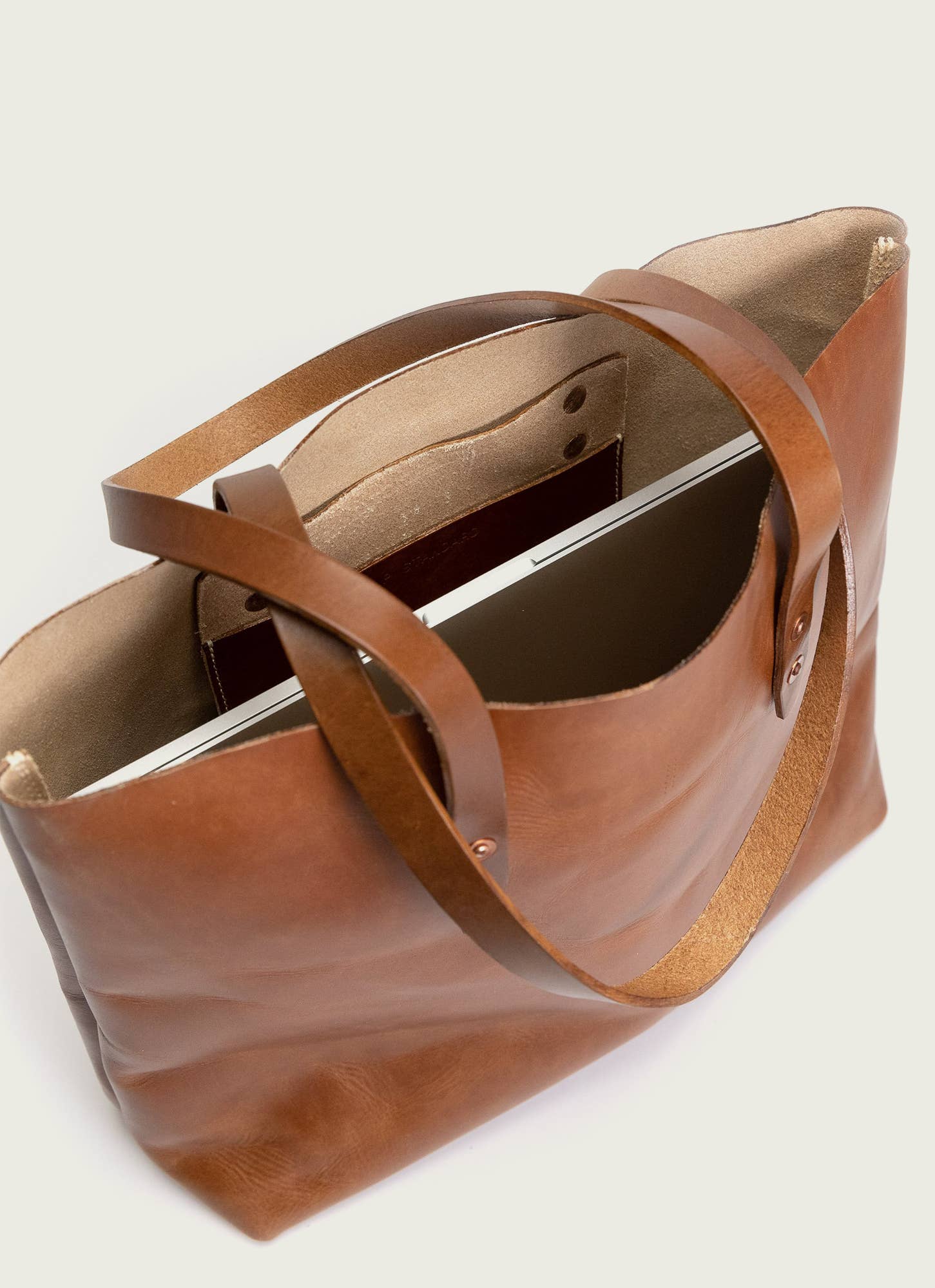 Full-Grain Leather Simple Tote Bag