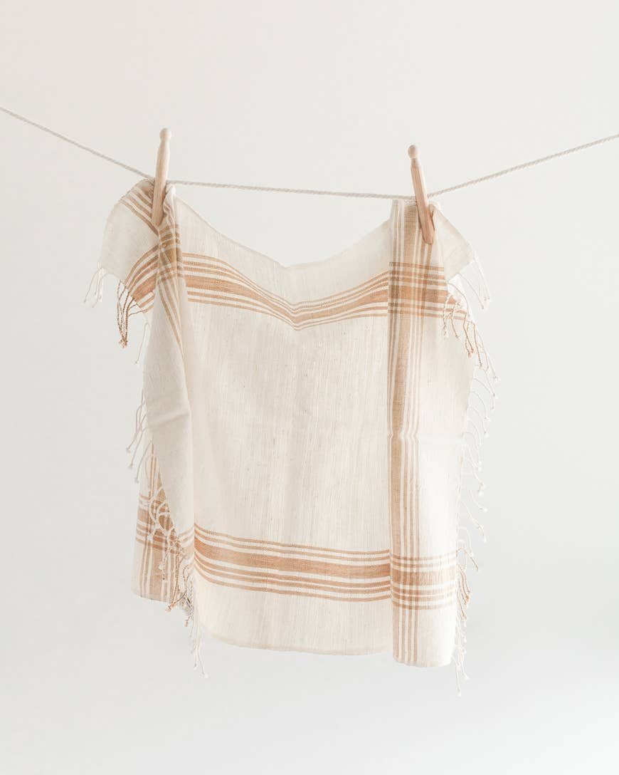 Cabin Hatch Cotton Hand Towel | Beige Stripe