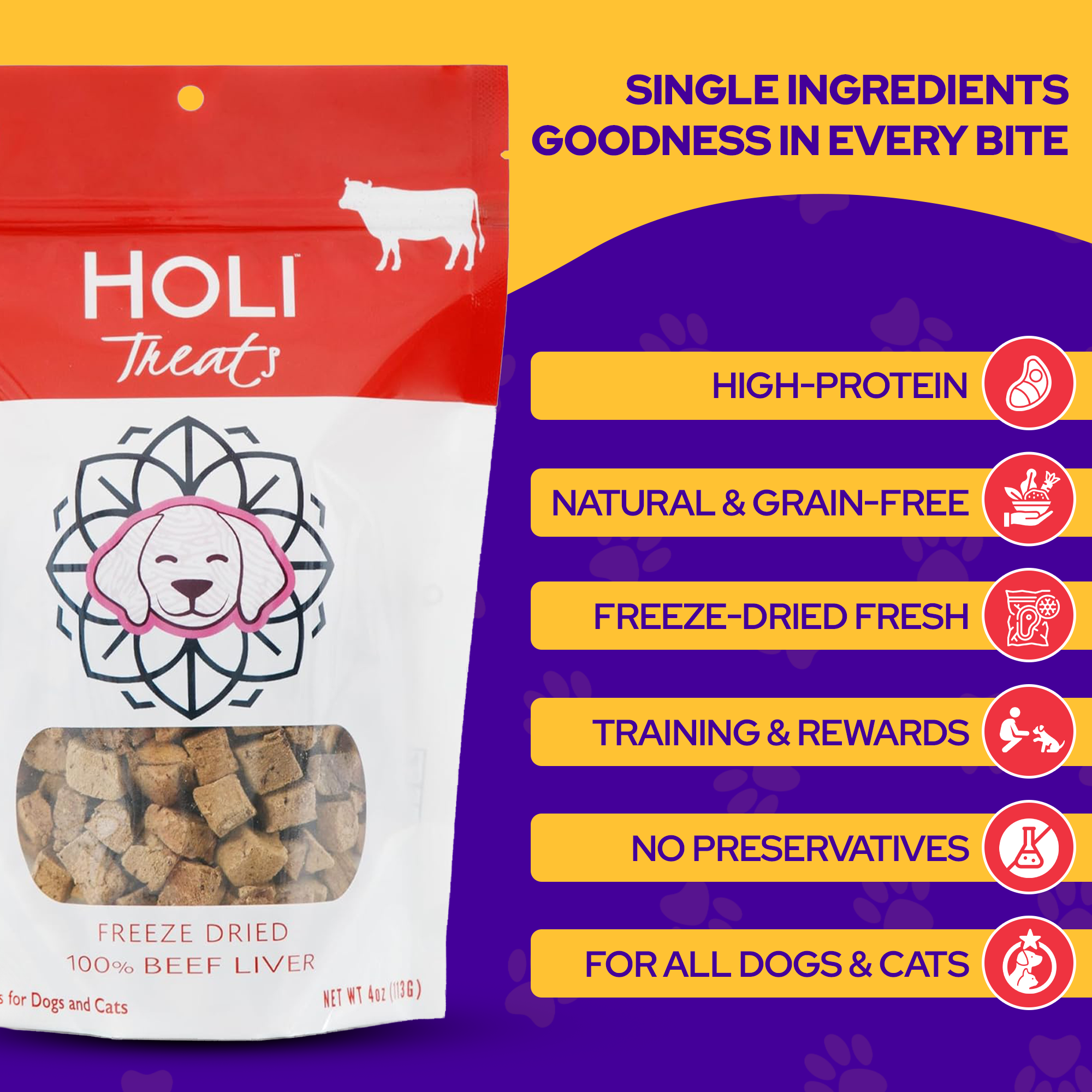 HOLI Beef Liver Dog Treats - All Natural - Freeze Dried