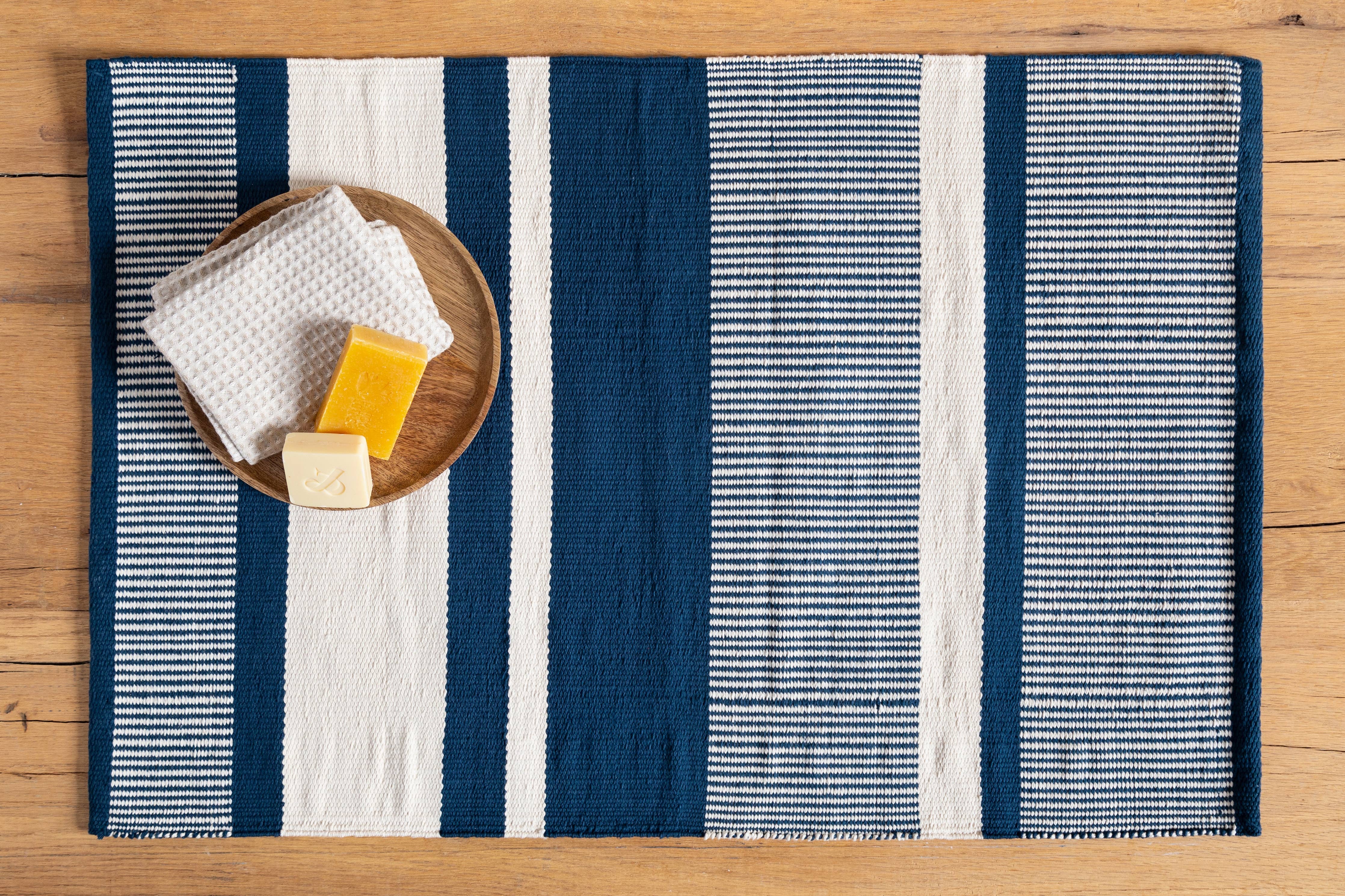 Navy Blue Hues Bath Mat