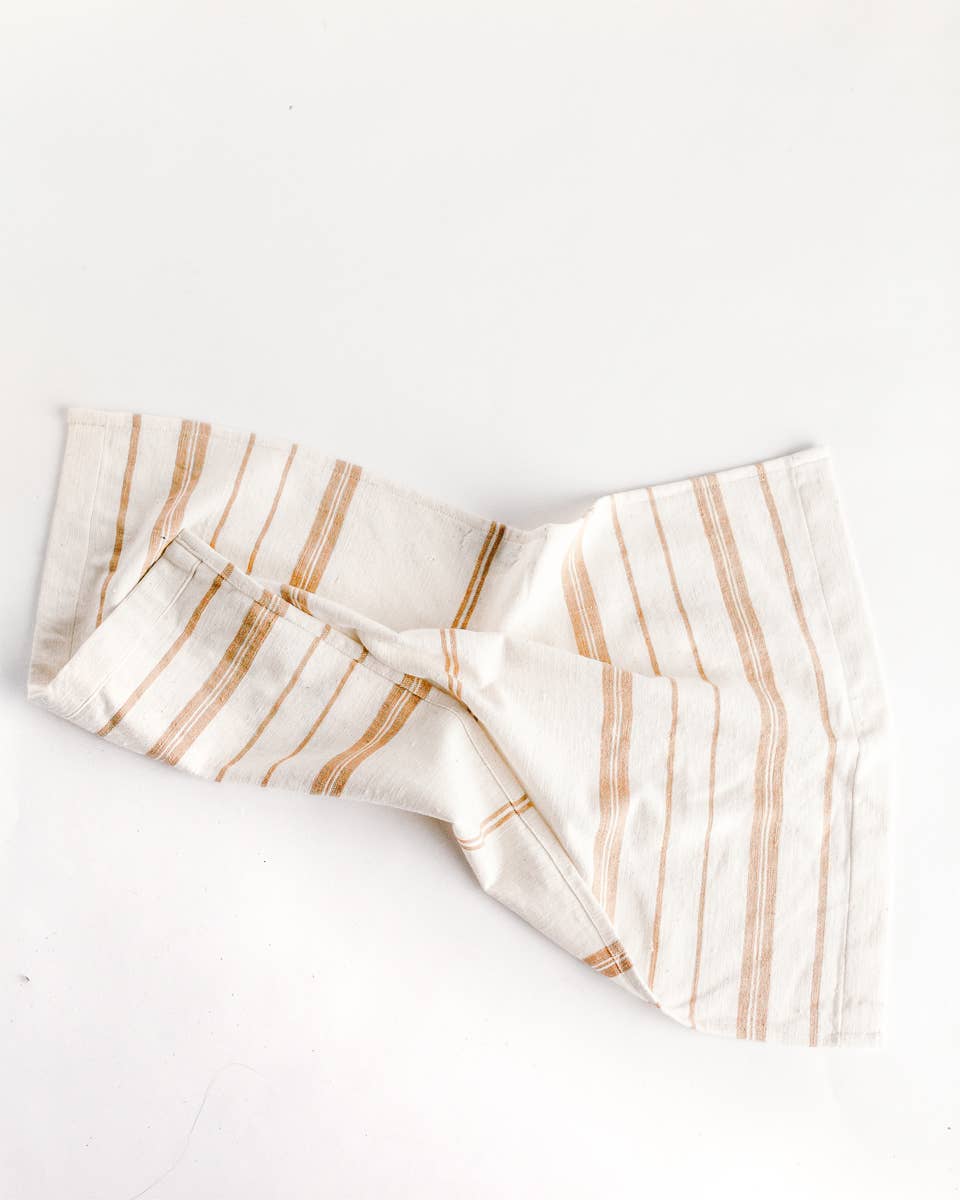 Avery Cotton Tea Towel | Beige Stripe