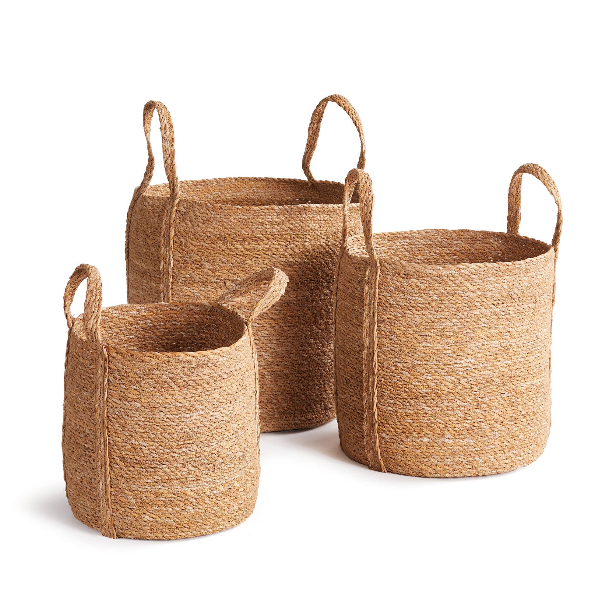 Seagrass Round Baskets With Long Handles
