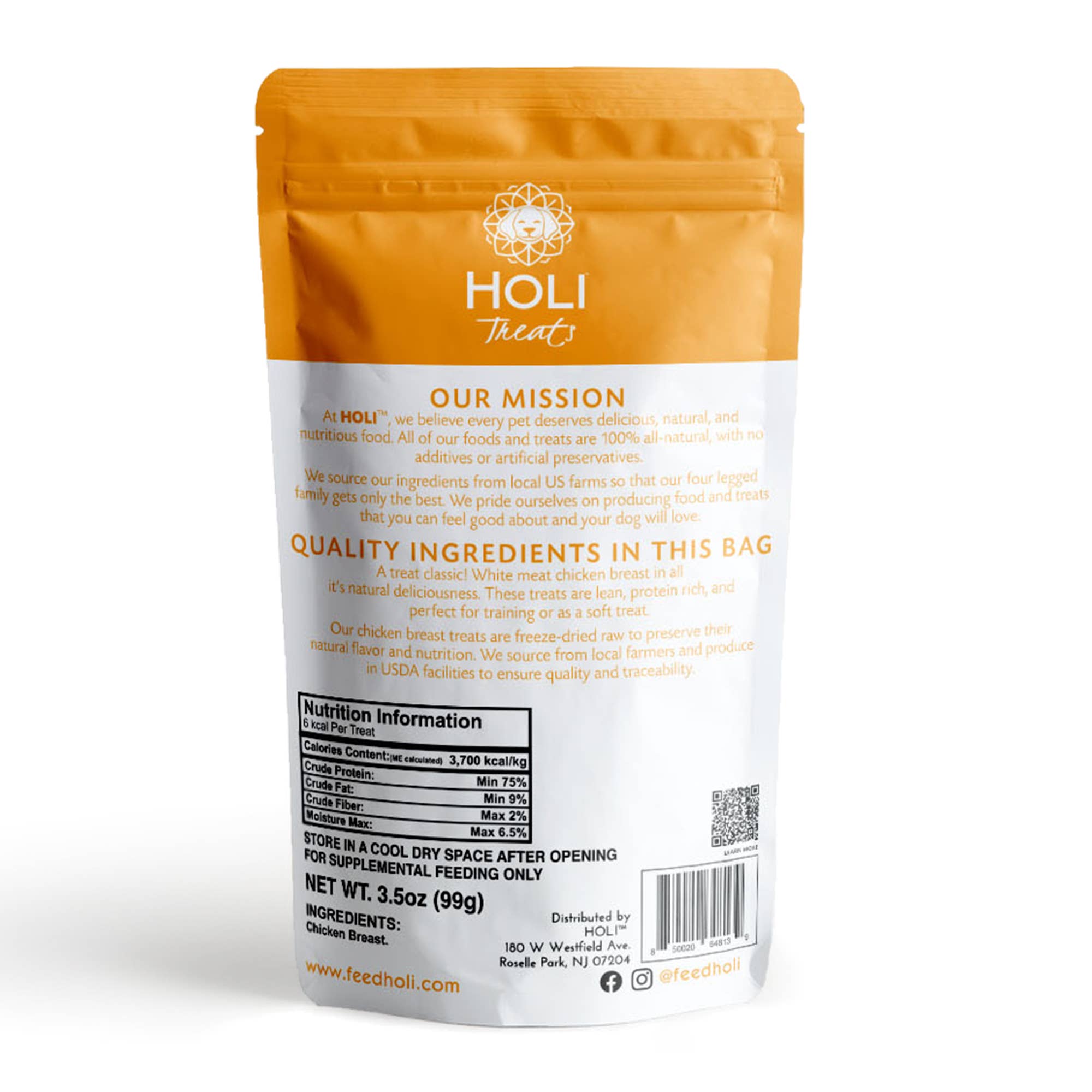 HOLI Chicken Dog Treats - All Natural Breast Meat - Freeze Dried
