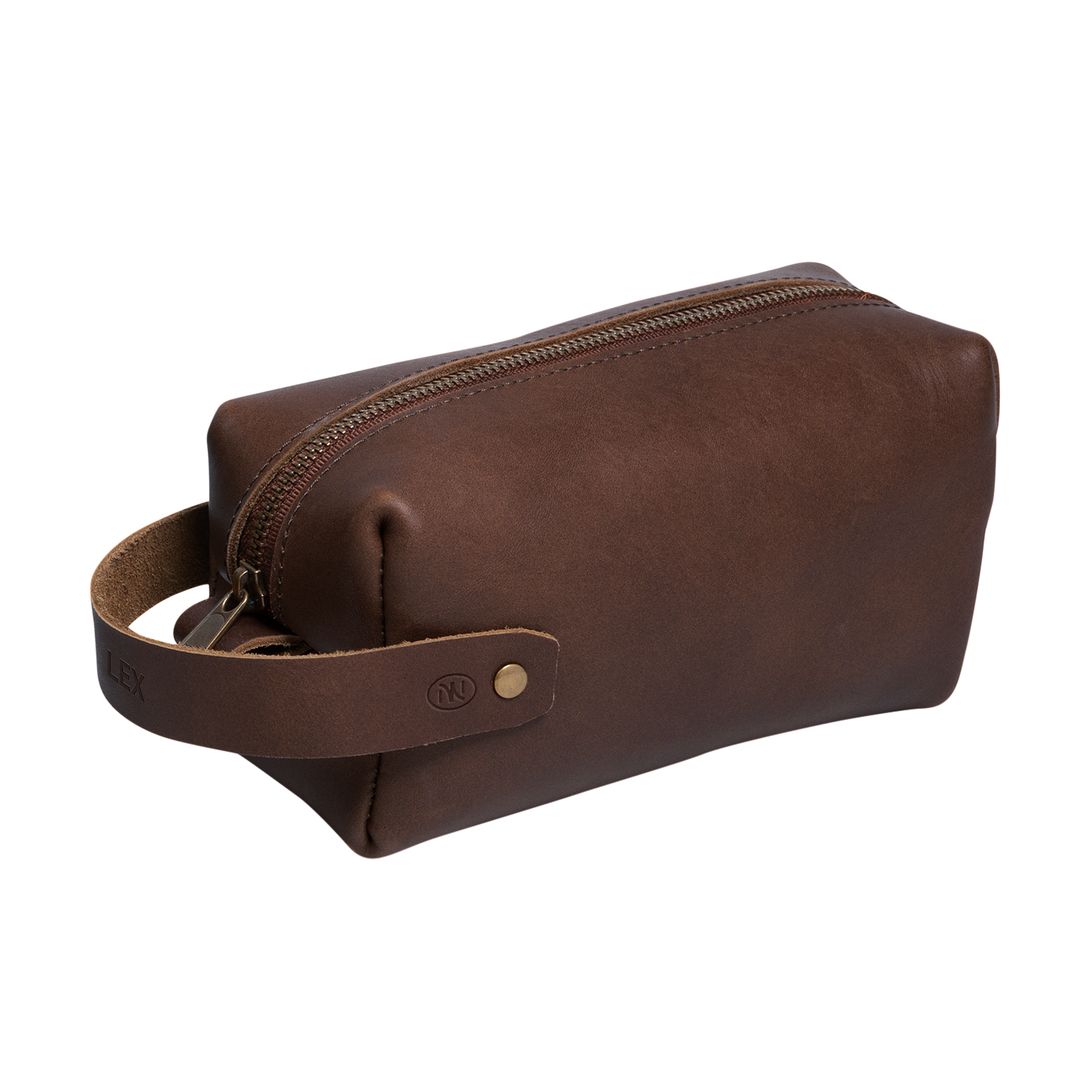 Travel Toiletry Bag w/ Zipper Pull - Full Grain USA