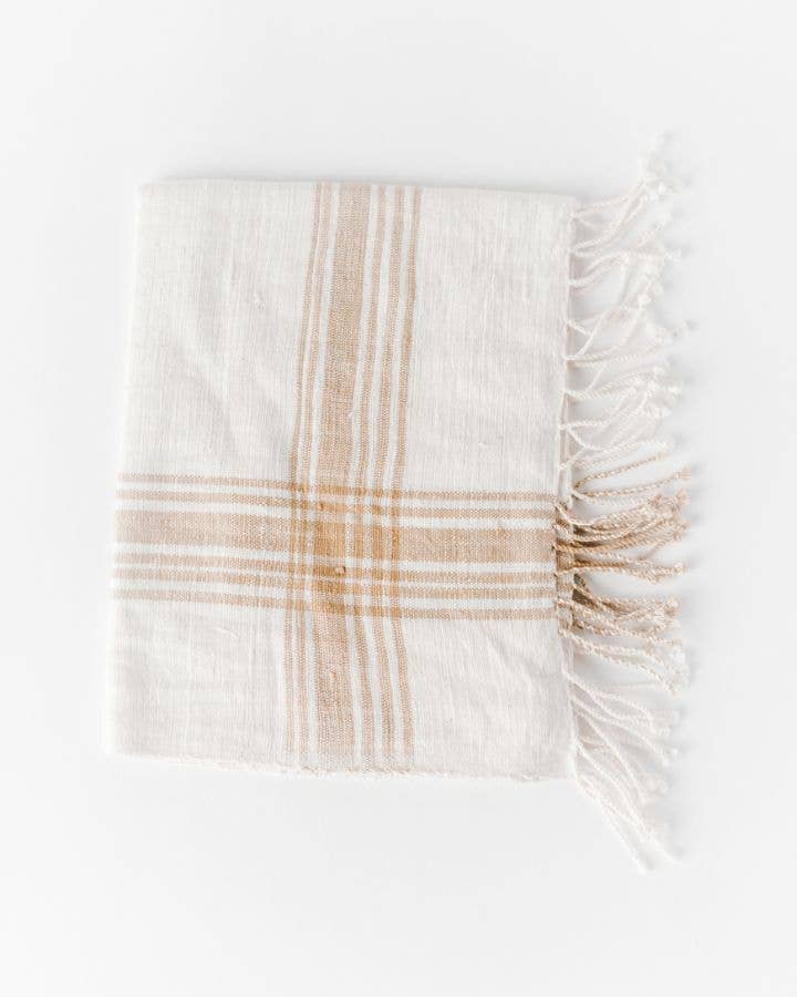 Cabin Hatch Cotton Hand Towel | Beige Stripe