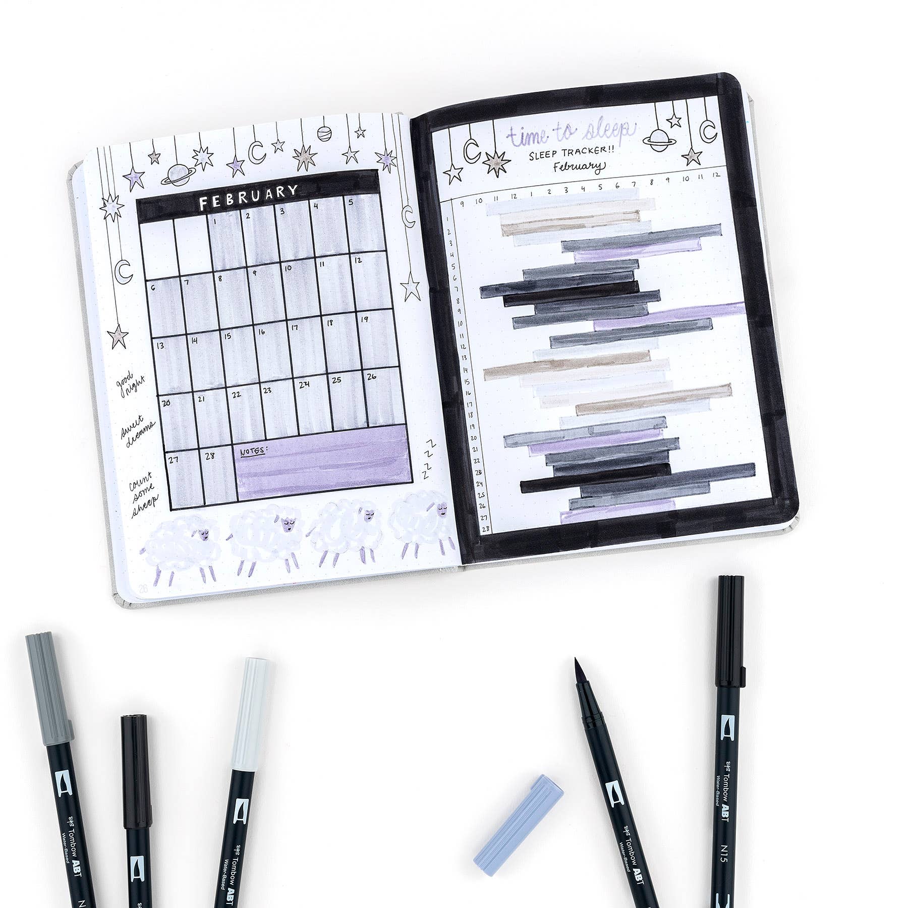 Dual Brush Pen Art Markers: Grayscale