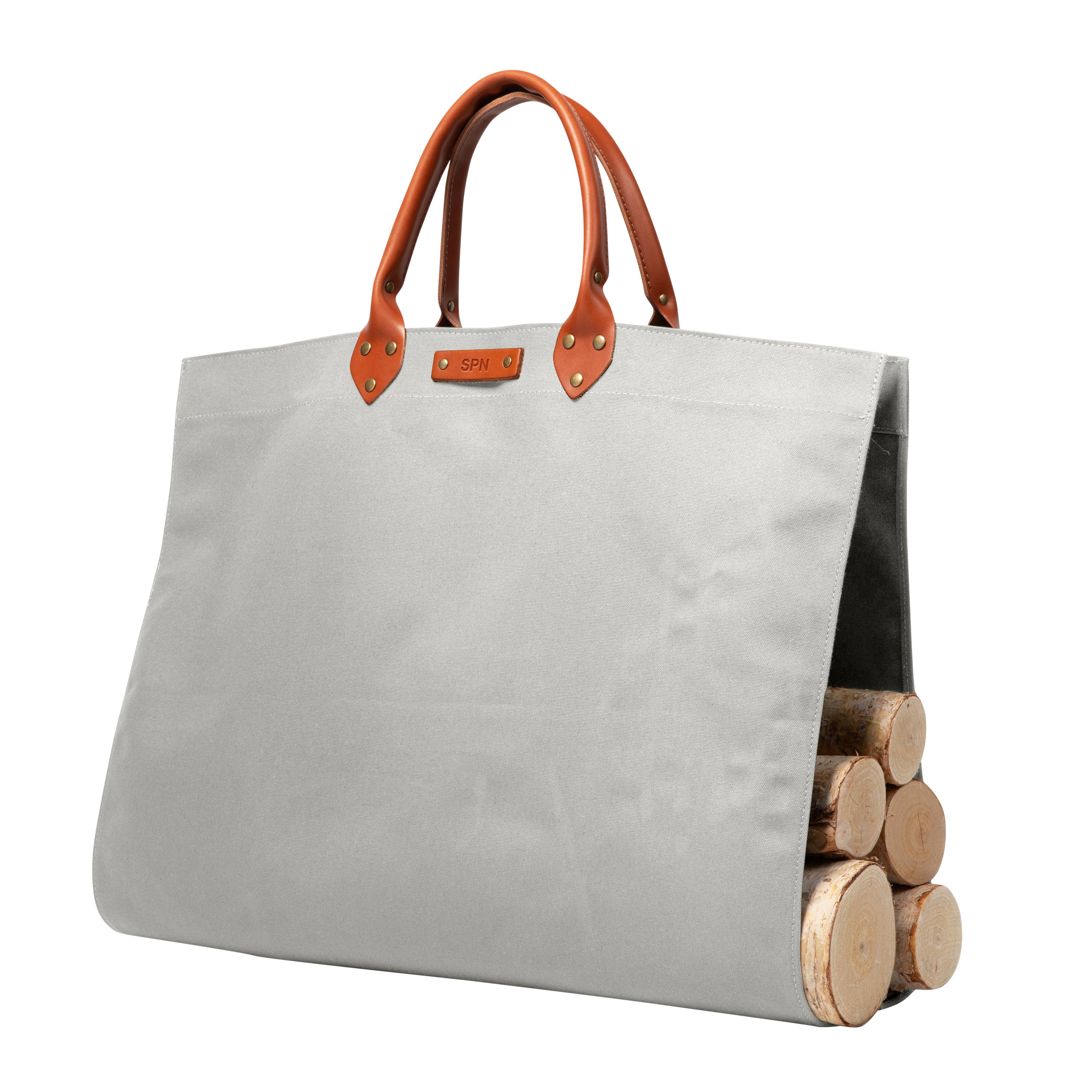 Canvas Log Carrier with Leather Handle
