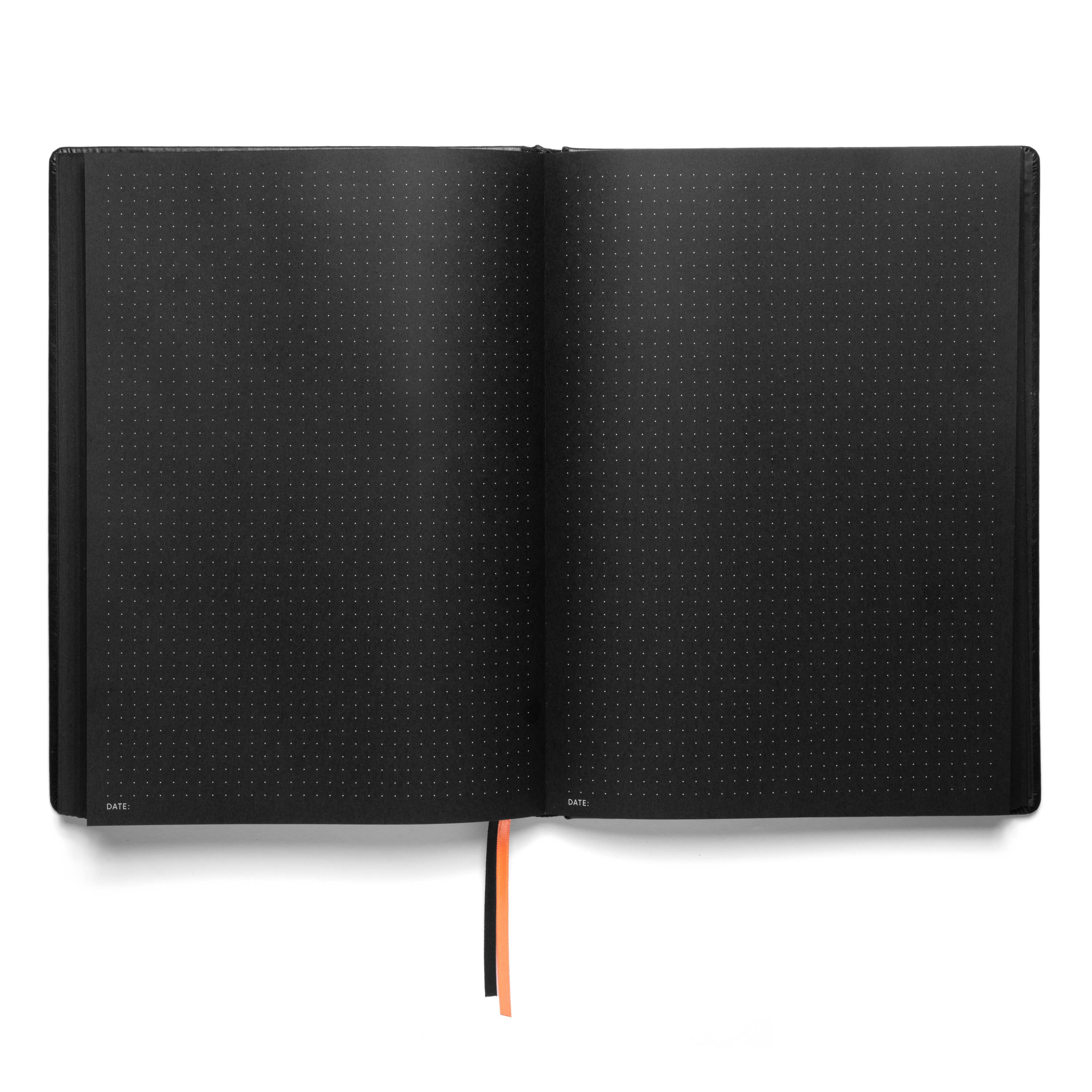 Pitch Black Dot Grid Notebook | A5 Size (Black Pages)