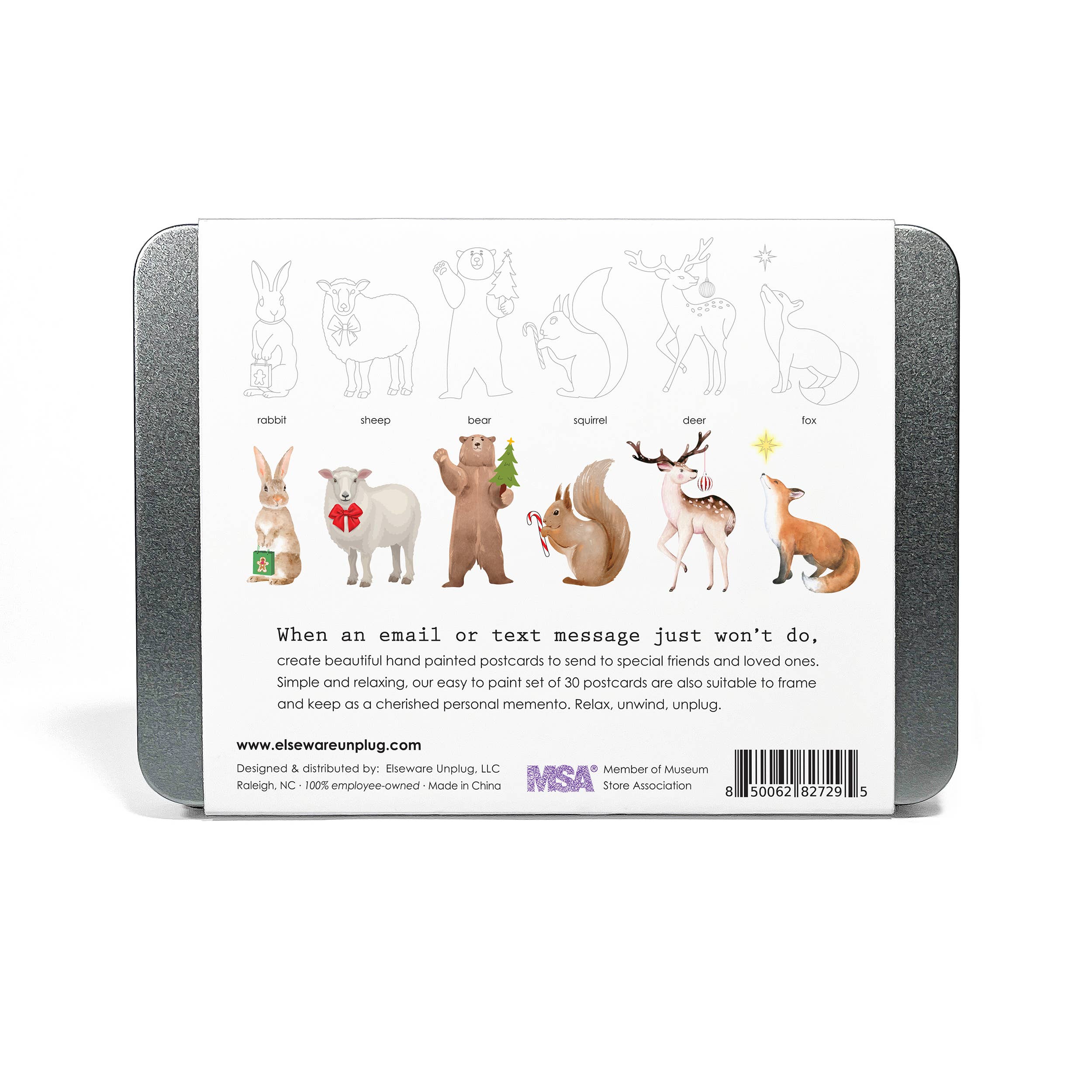 Coloring Postcards w/ 6 Winter Animal Designs (30cards)