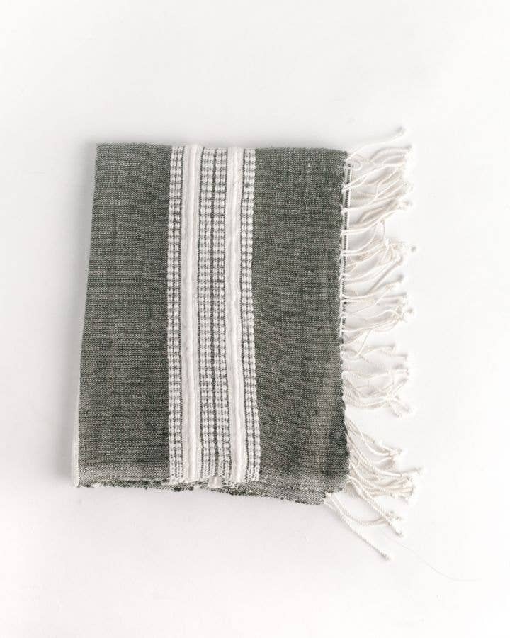 Aden Cotton Hand Towel | Beige Stripe