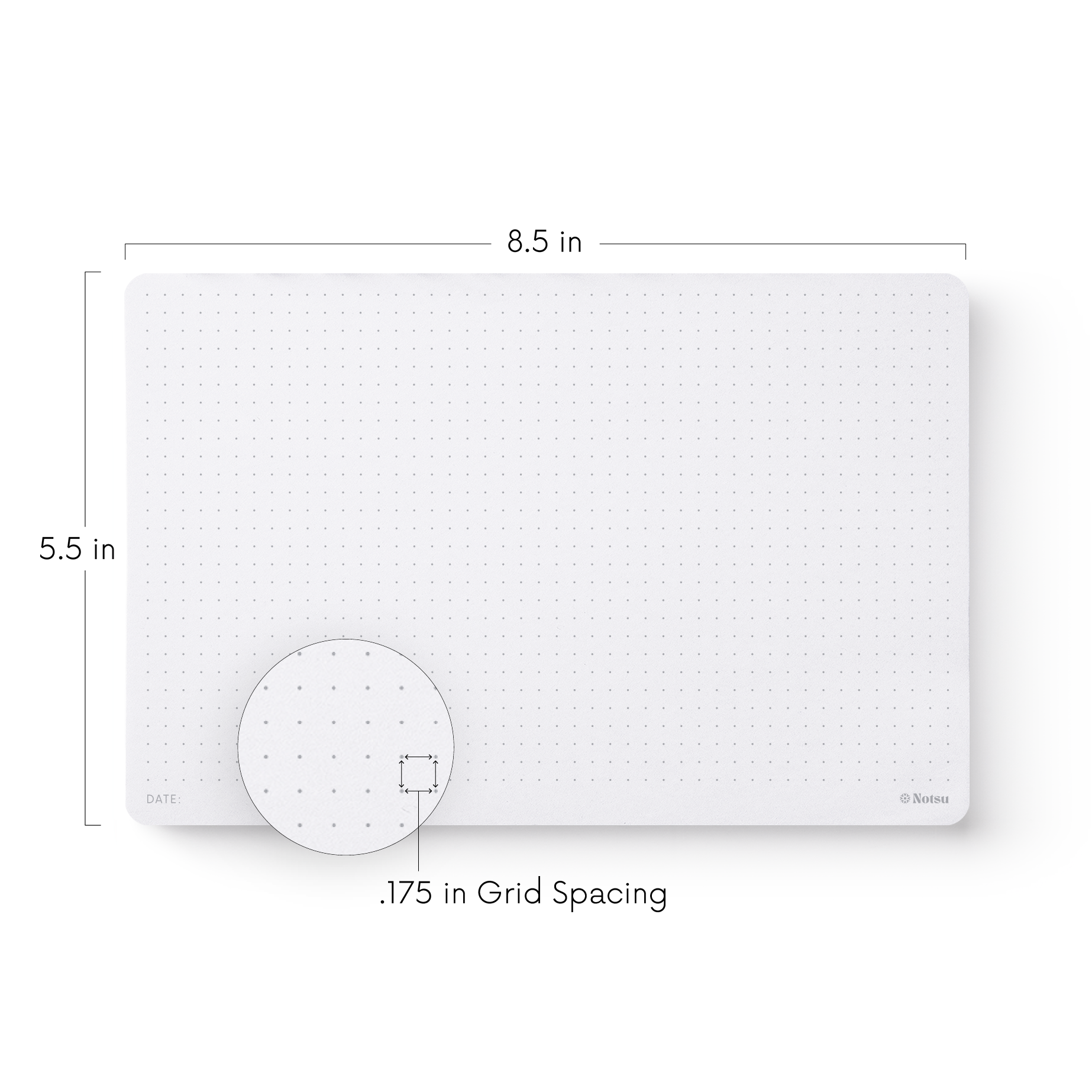 Dot Grid Desk Notepad, 8.5x5.5" Chipboard Back (2-Pack)