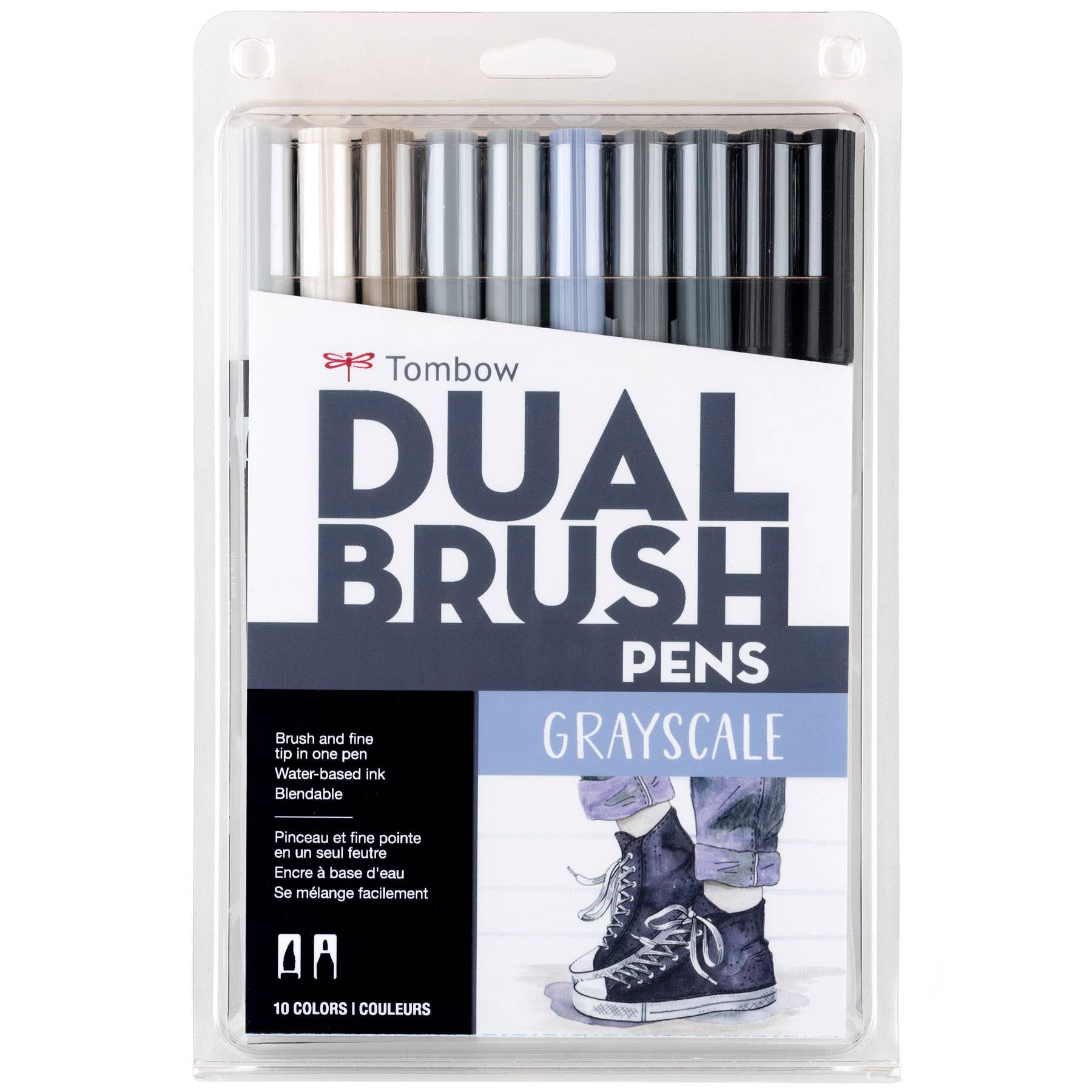 Dual Brush Pen Art Markers: Grayscale