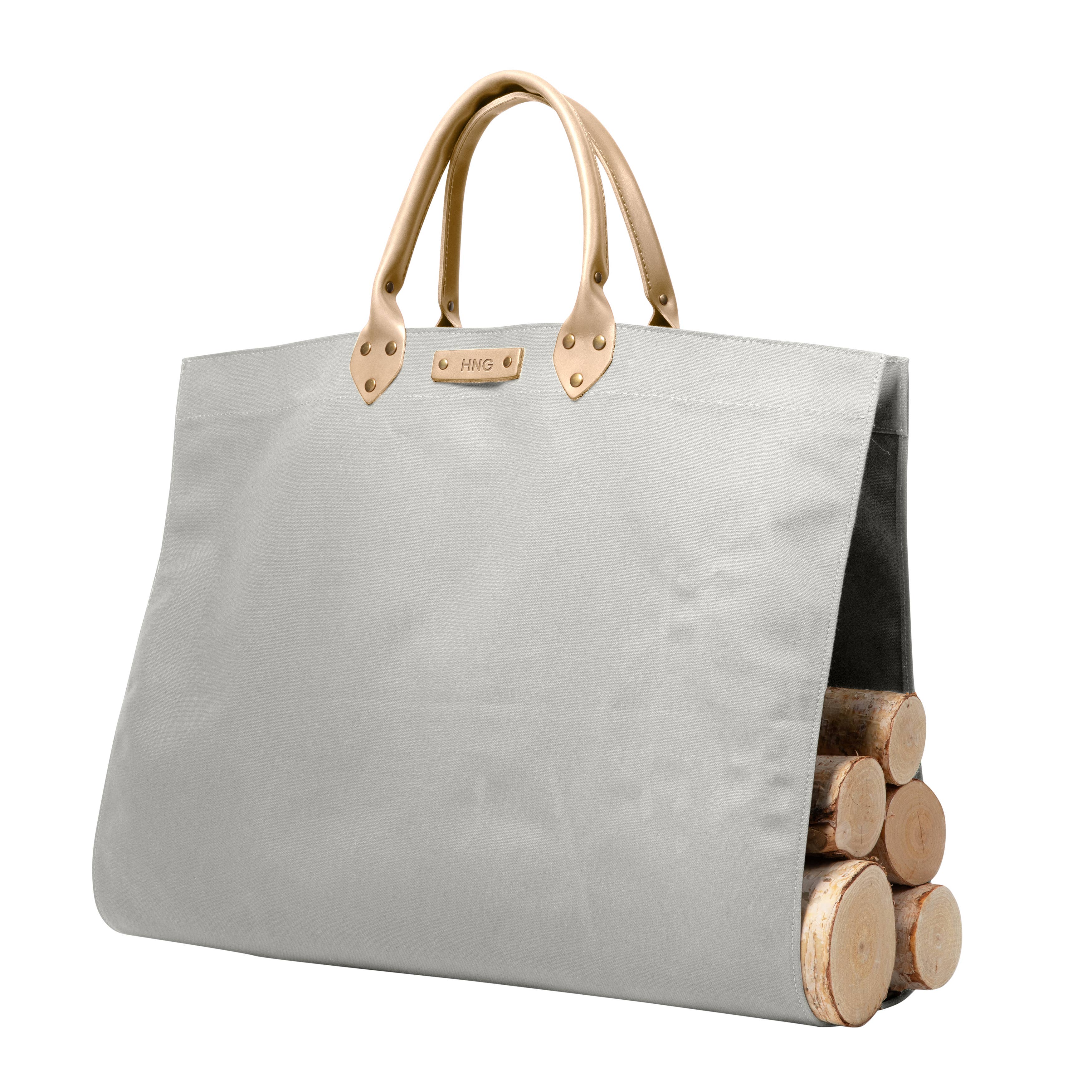 Canvas Log Carrier with Leather Handle