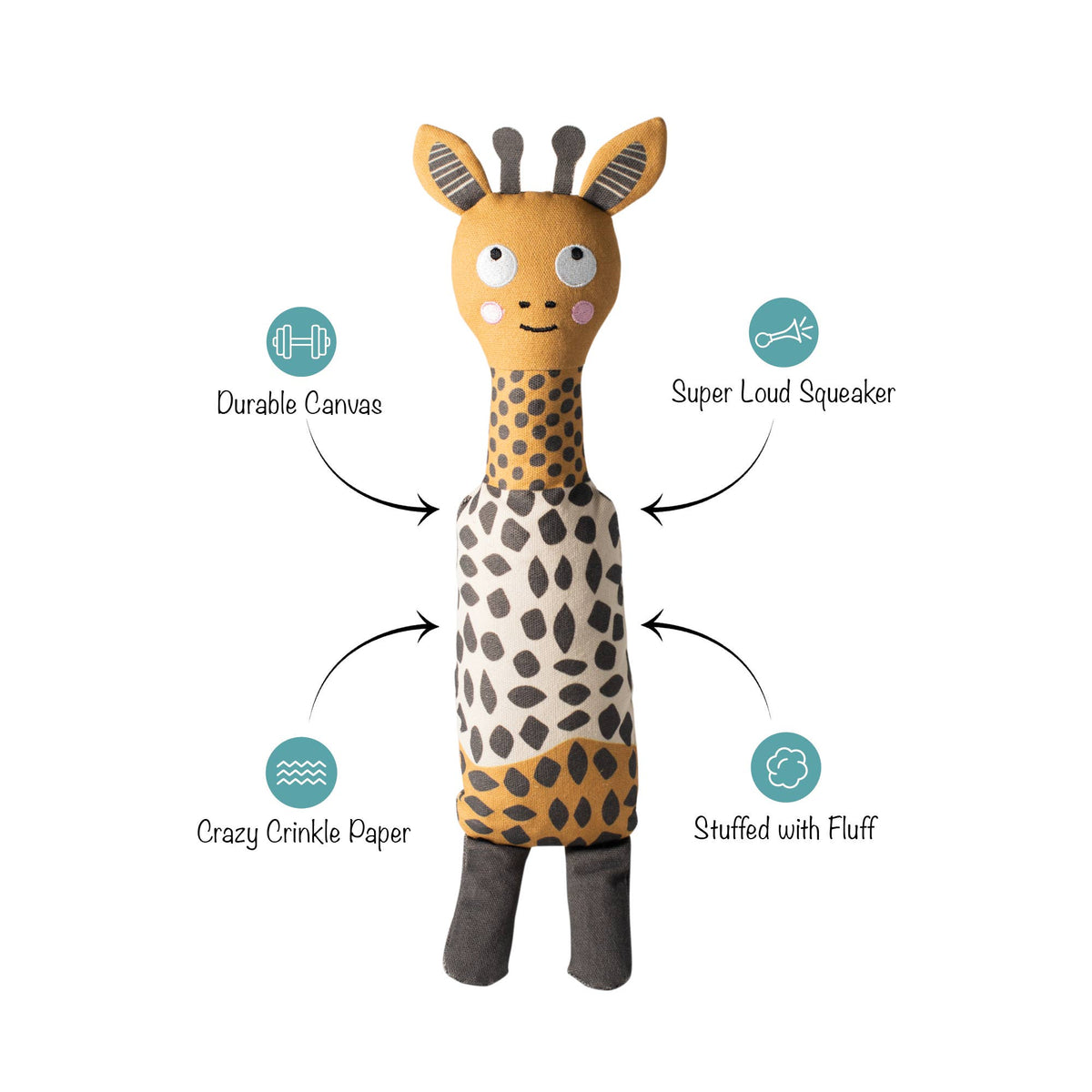 High There Canvas Squeaker Dog Toy