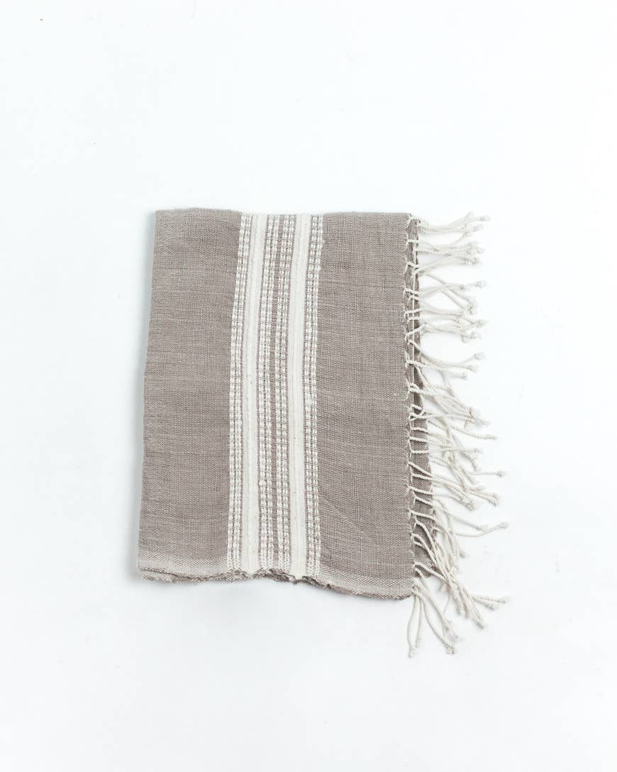 Aden Cotton Hand Towel | Beige Stripe