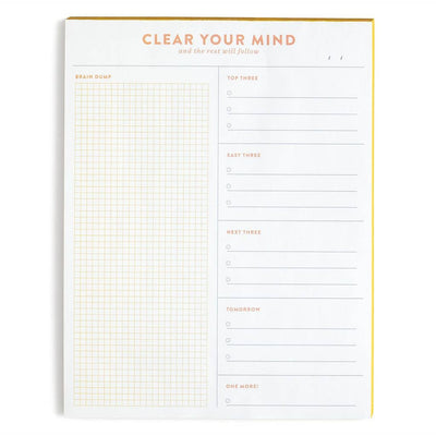Clear Your Mind Brain Dump 8.5x11 Notepad