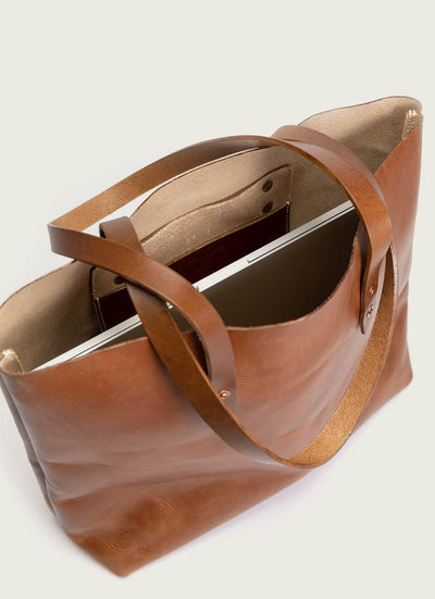 Full-Grain Leather Simple Tote Bag