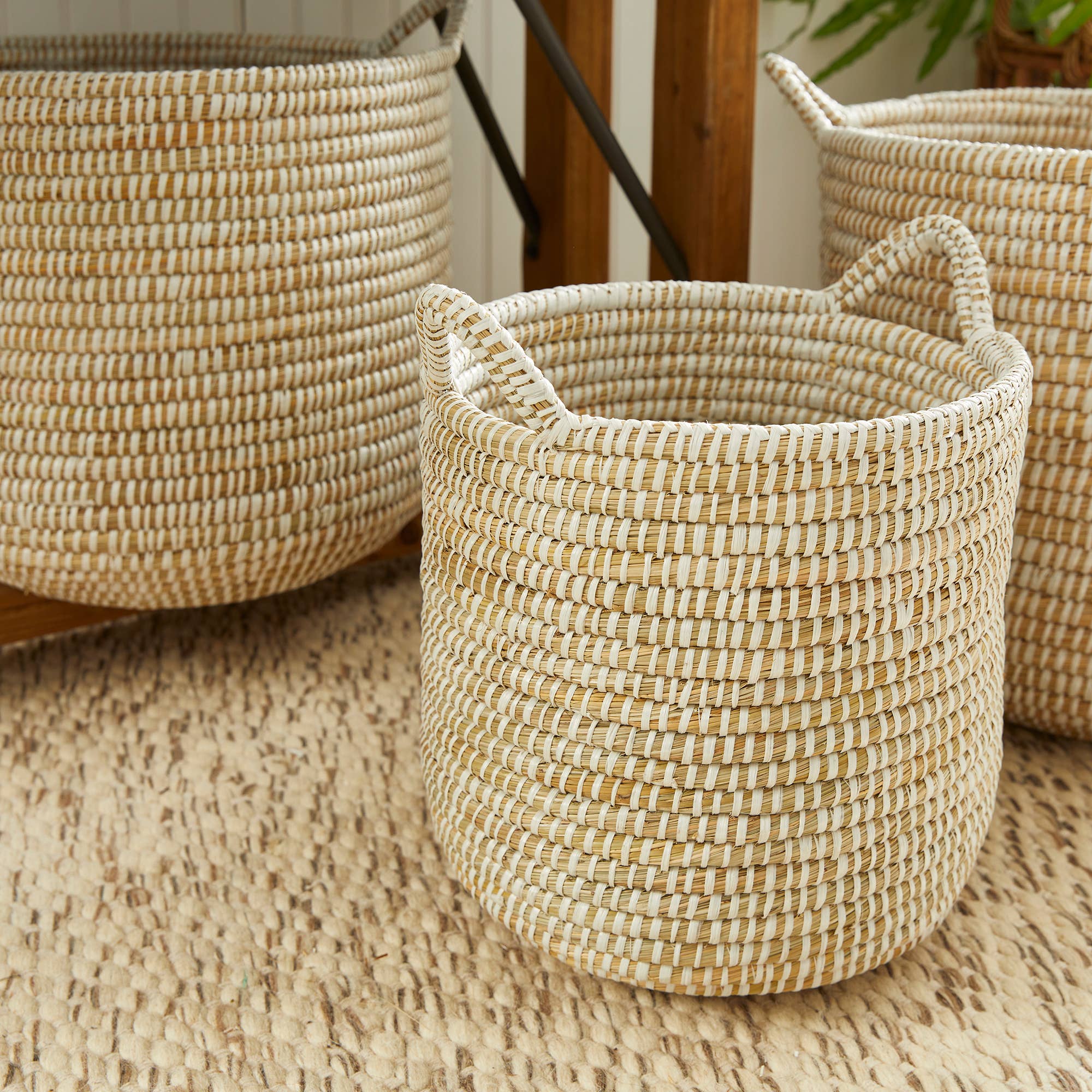 Rivergrass Round Baskets With Handles