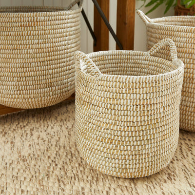 Rivergrass Round Baskets With Handles