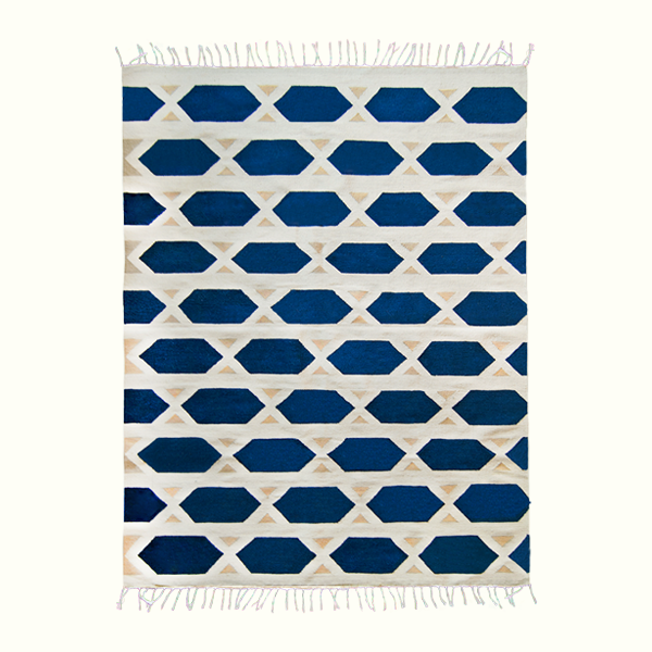 Hexa Blue kilim rug