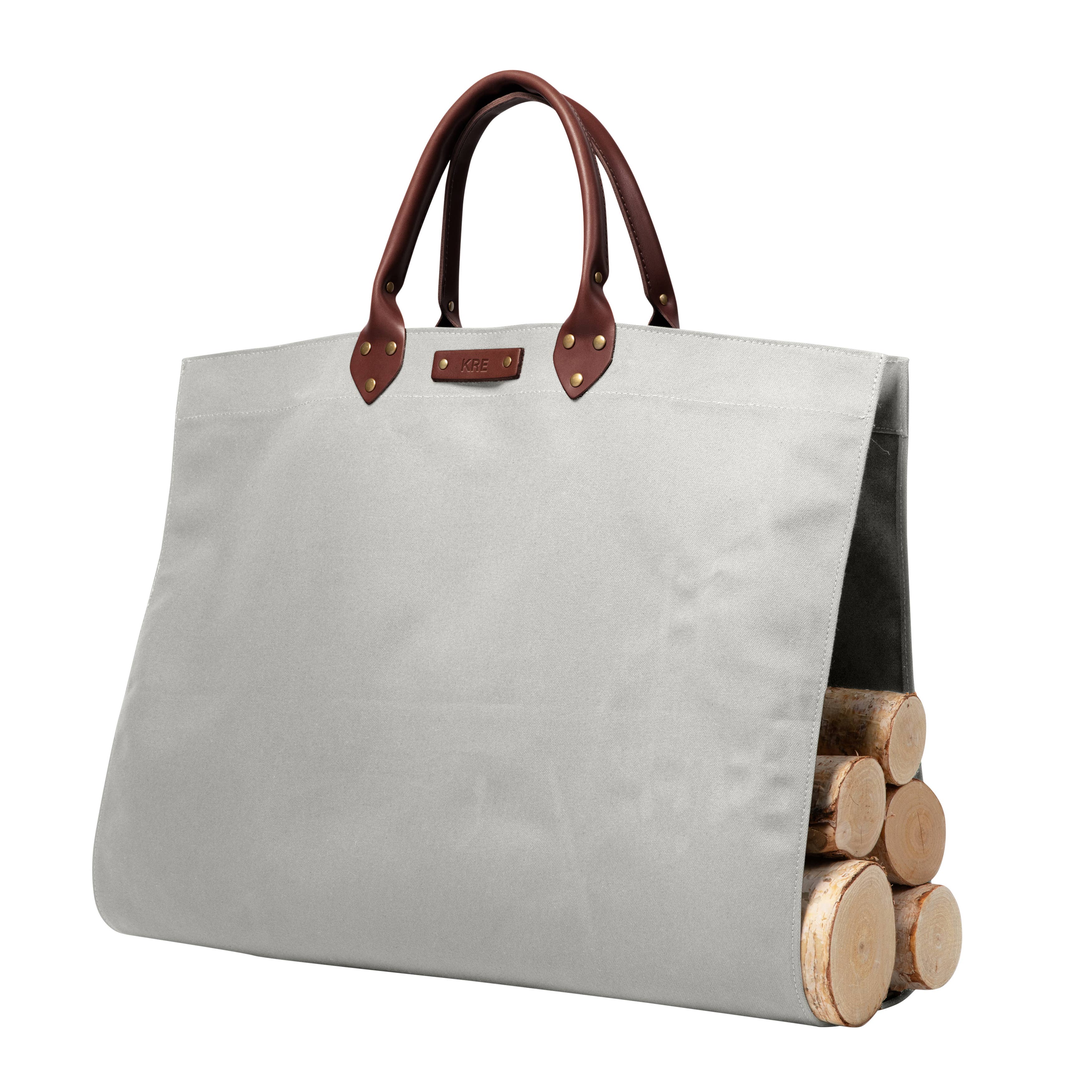 Canvas Log Carrier with Leather Handle