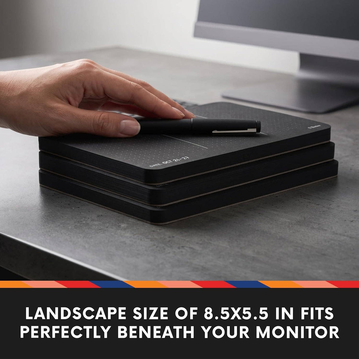 Black Paper Dot Grid Desk Notepads – Set of 2