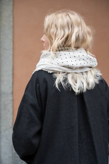 Tuz Fringe Scarf – Natural Dot