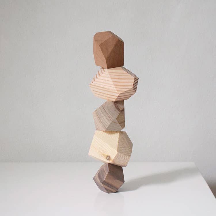 Five-Color Wooden Balance Stones – Mindful Gift for All Ages