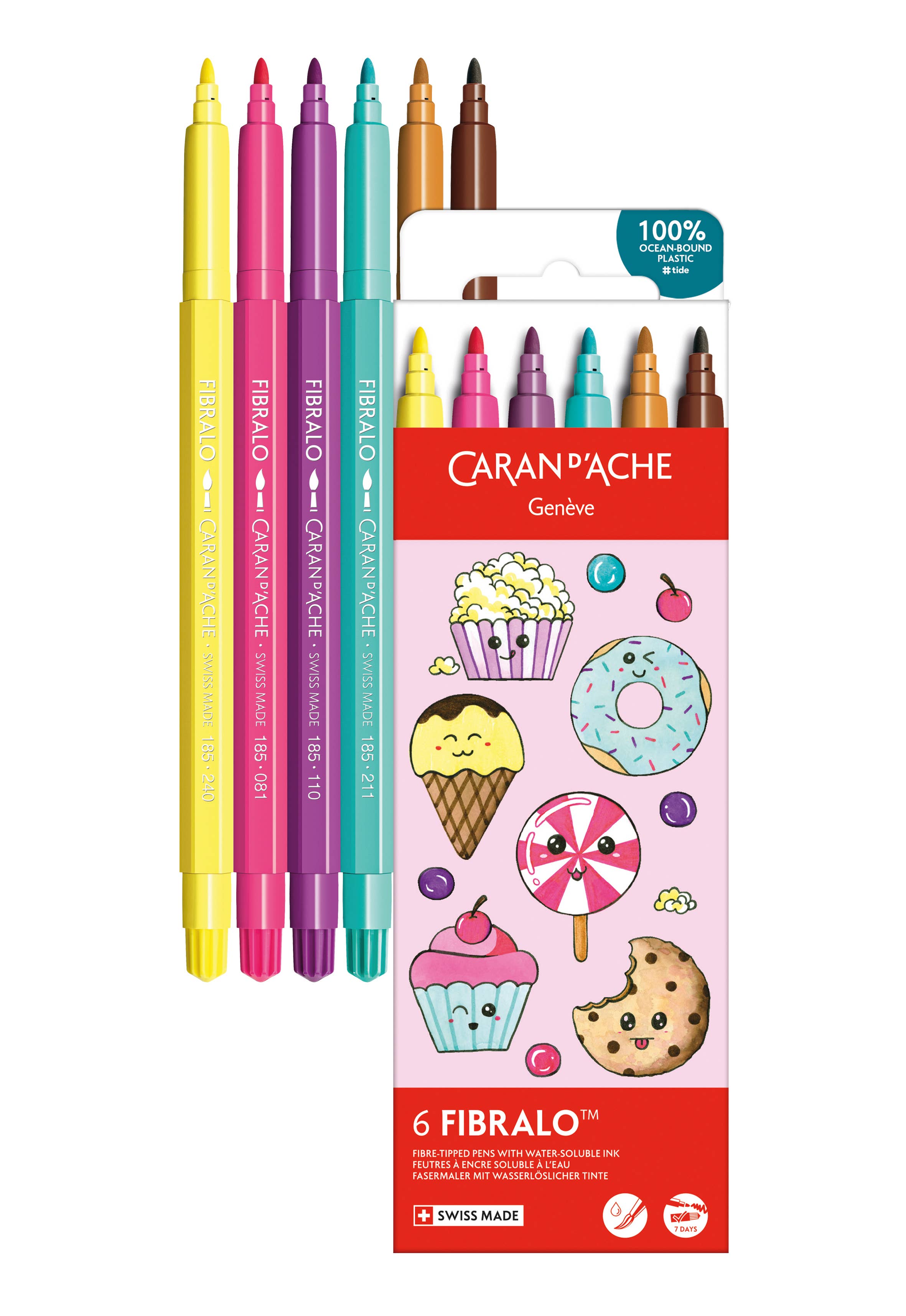 Kawaii Set of 6 Fibralo Candy World Markers