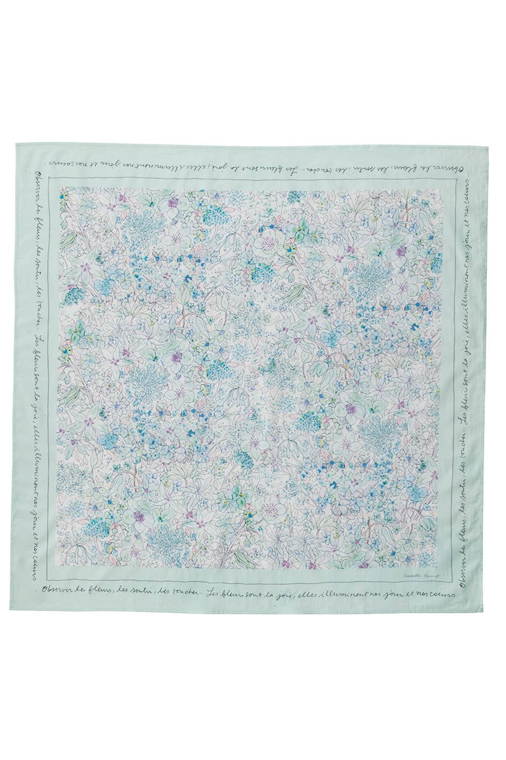 Isabelle Boinot Flower Scarf – Blue
