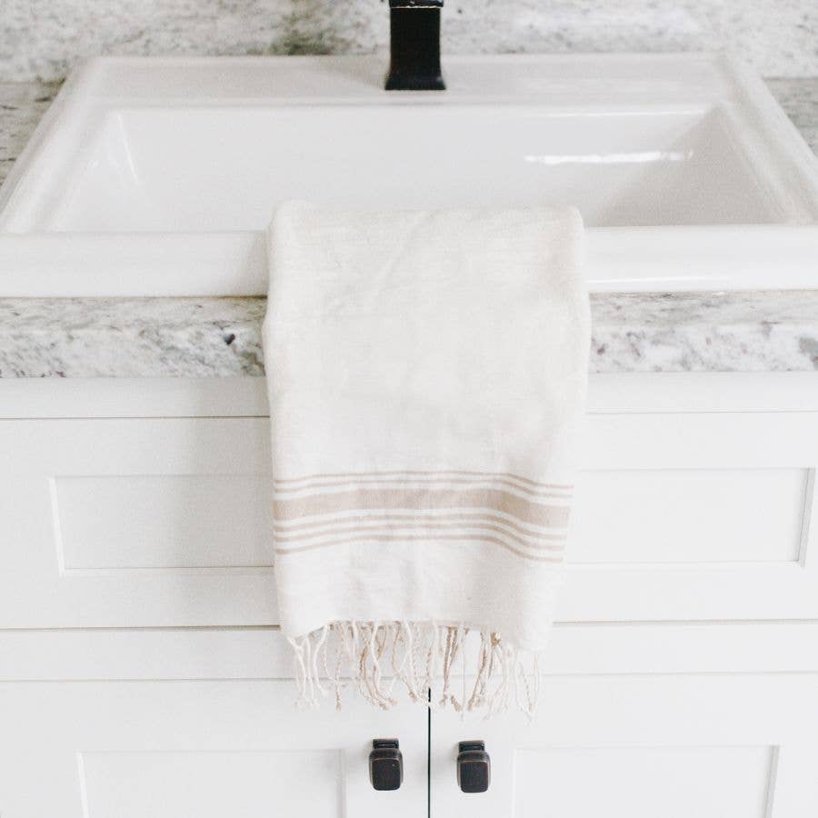 Cabin Hatch Cotton Hand Towel | Grey Stripe