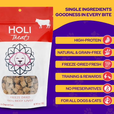 HOLI Beef Liver Dog Treats - All Natural - Freeze Dried
