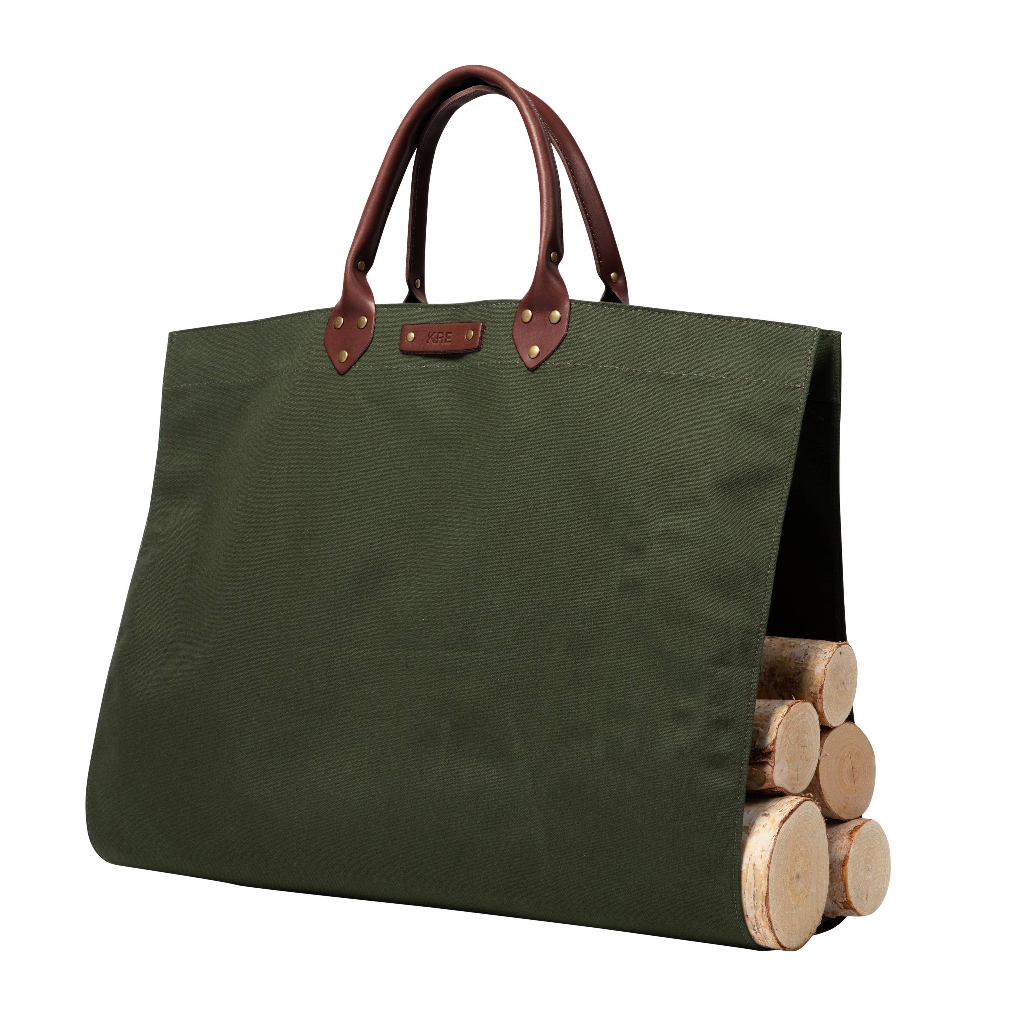 Canvas Log Carrier with Leather Handle