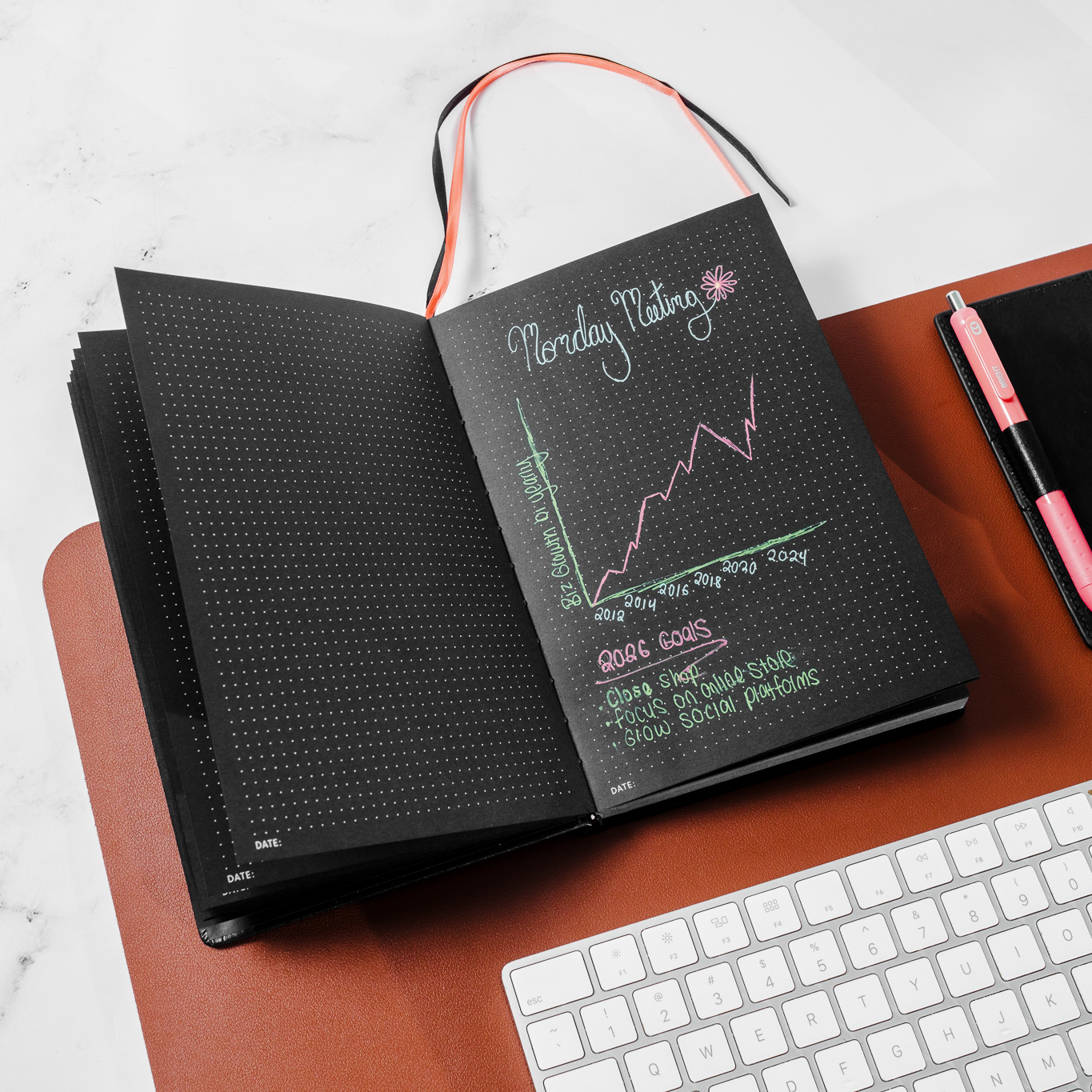 Pitch Black Dot Grid Notebook | A5 Size (Black Pages)