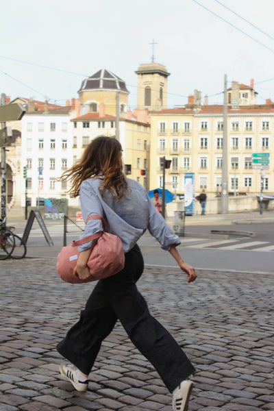 Mini bowling bag in organic cotton canvas Rosewood