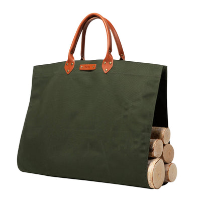 Canvas Log Carrier with Leather Handle