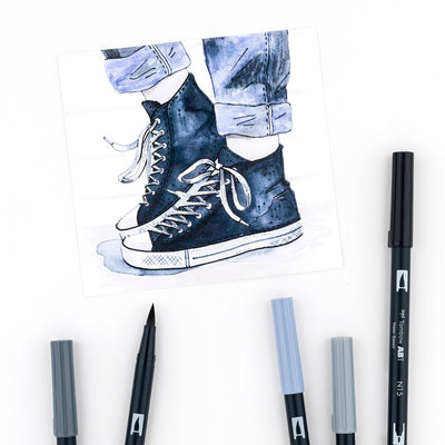Dual Brush Pen Art Markers: Grayscale