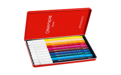 Set of 10 FIBRALO™ Fibre Pen Markers in Metal Box