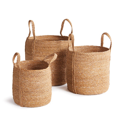 Seagrass Round Baskets With Long Handles