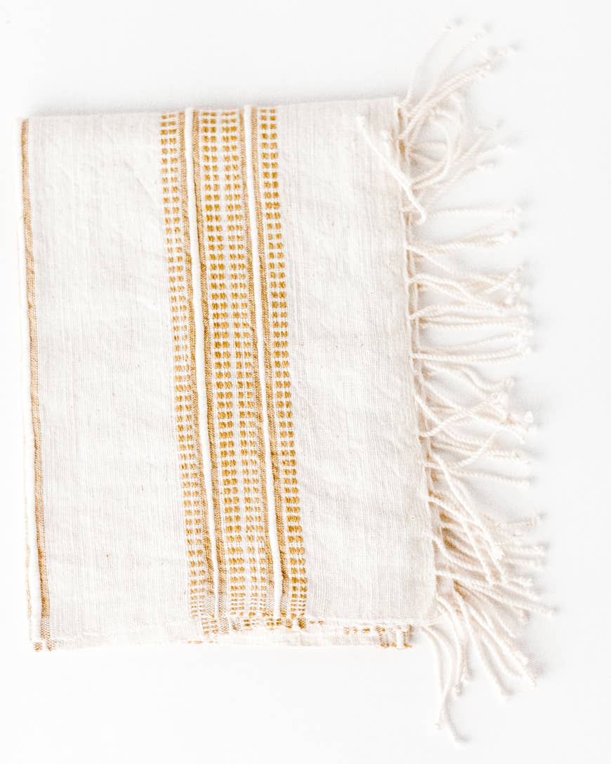 Aden Cotton Hand Towel | Beige Stripe