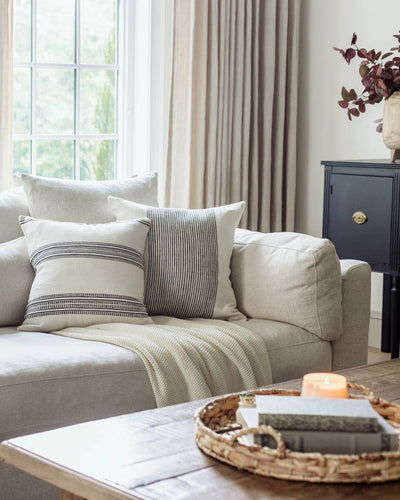 20" Riviera Cotton Throw Pillow Cover Grey