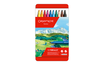 Set of 10 FIBRALO™ Fibre Pen Markers in Metal Box