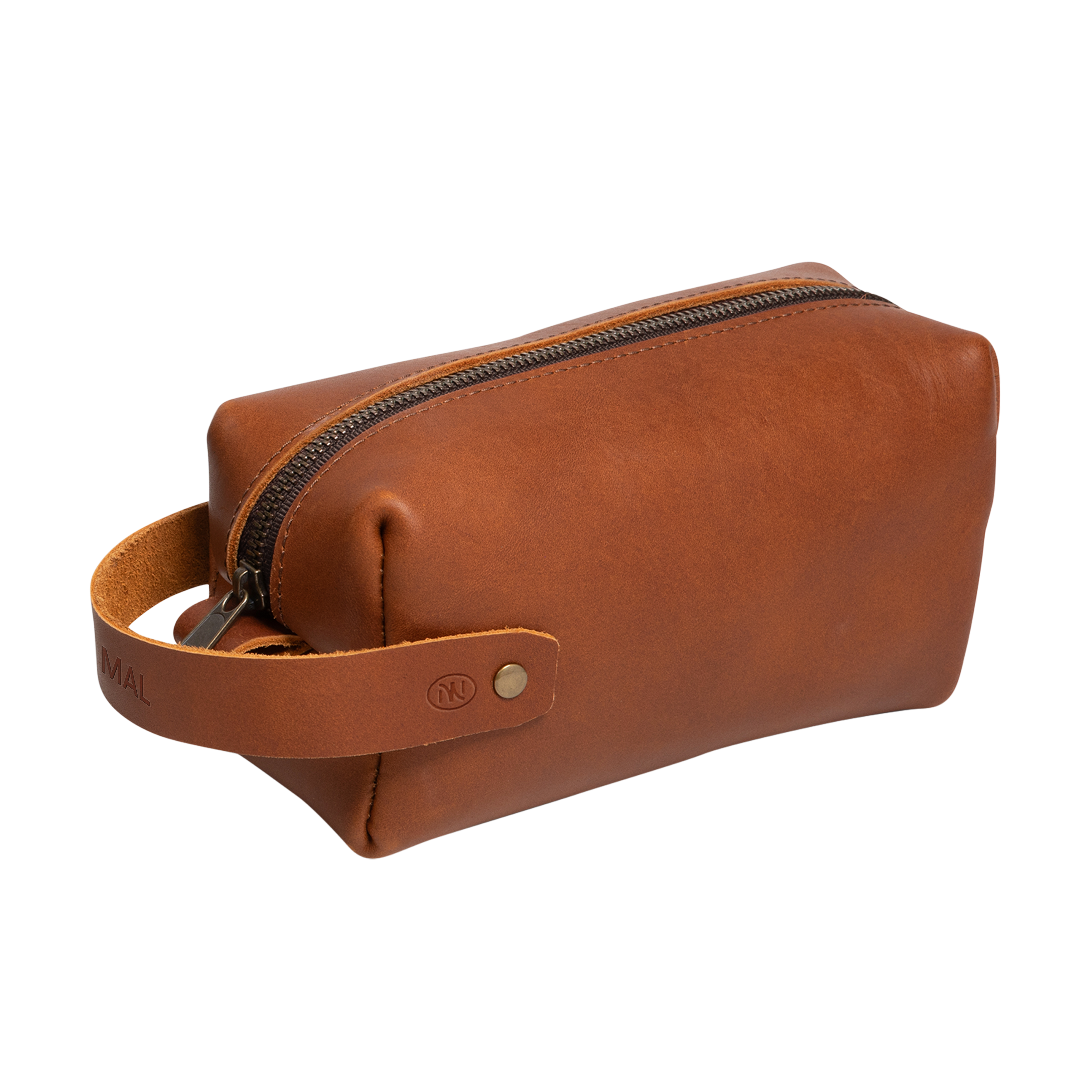 Travel Toiletry Bag w/ Zipper Pull - Full Grain USA