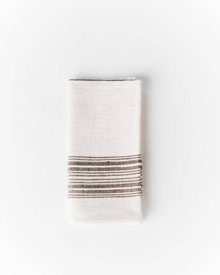 Aden Cotton Dinner Napkin | Grey Stripe