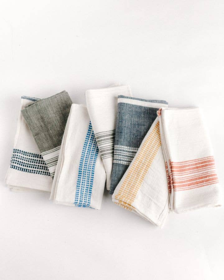 Aden Cotton Dinner Napkin | Grey Stripe