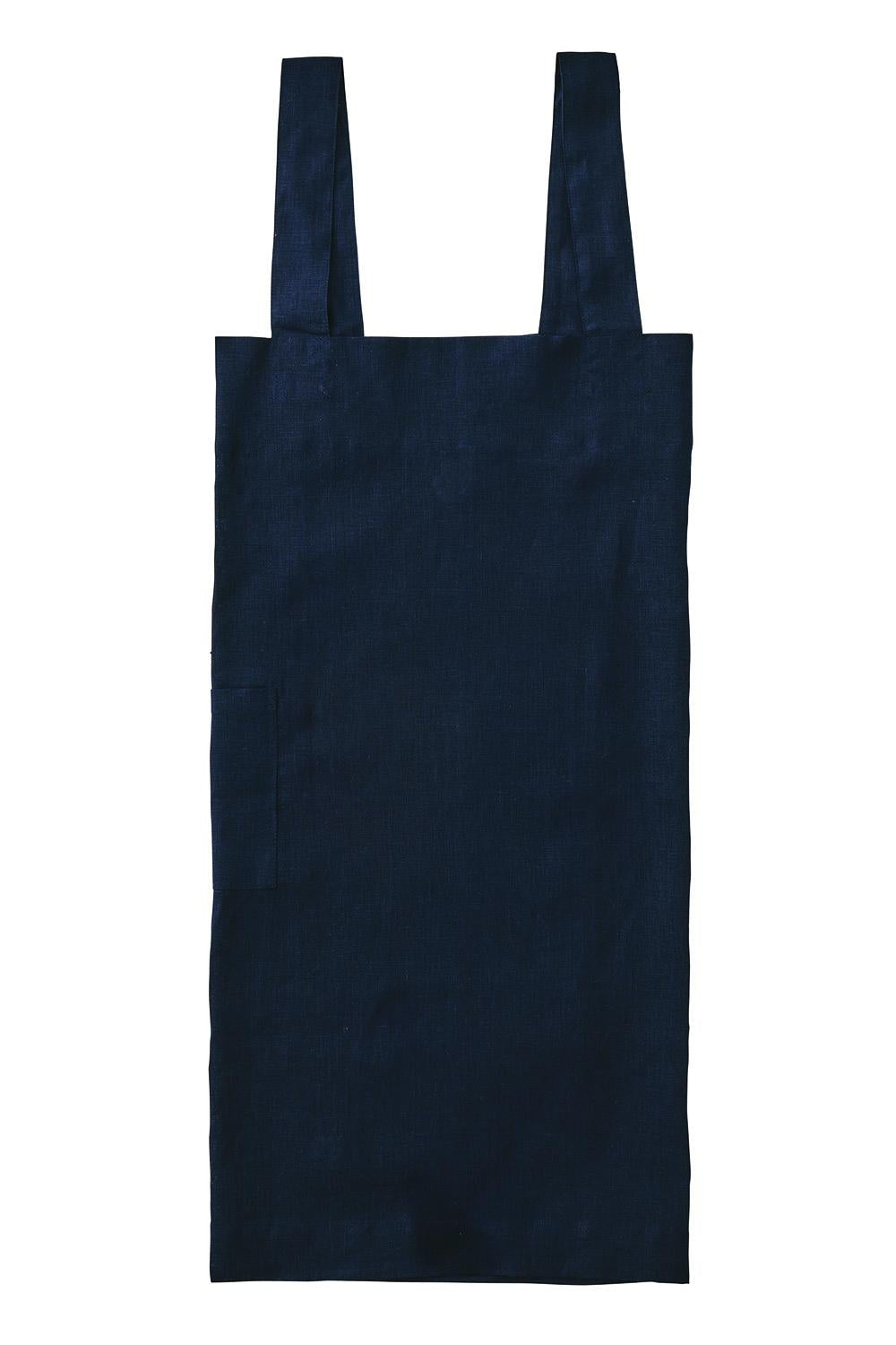 Linen Square Cross Apron Navy