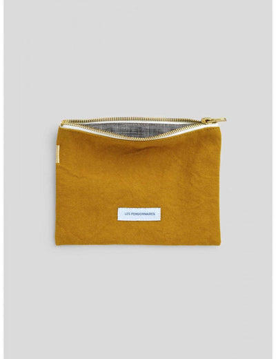 Small Pouch in Organic Saffron Yellow Cotton Canvas