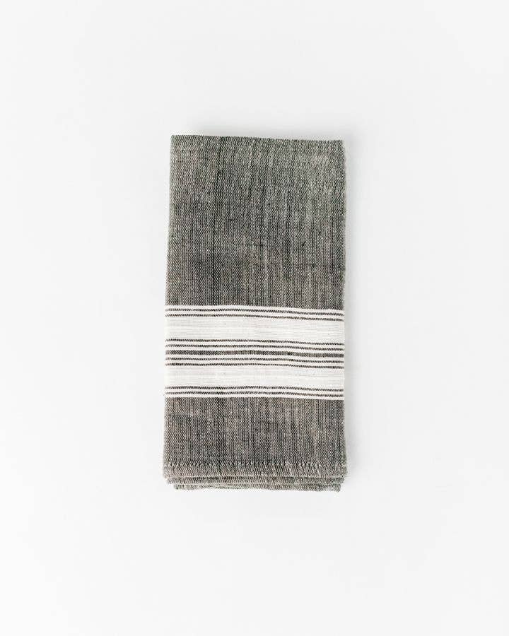 Aden Cotton Dinner Napkin | Grey Stripe