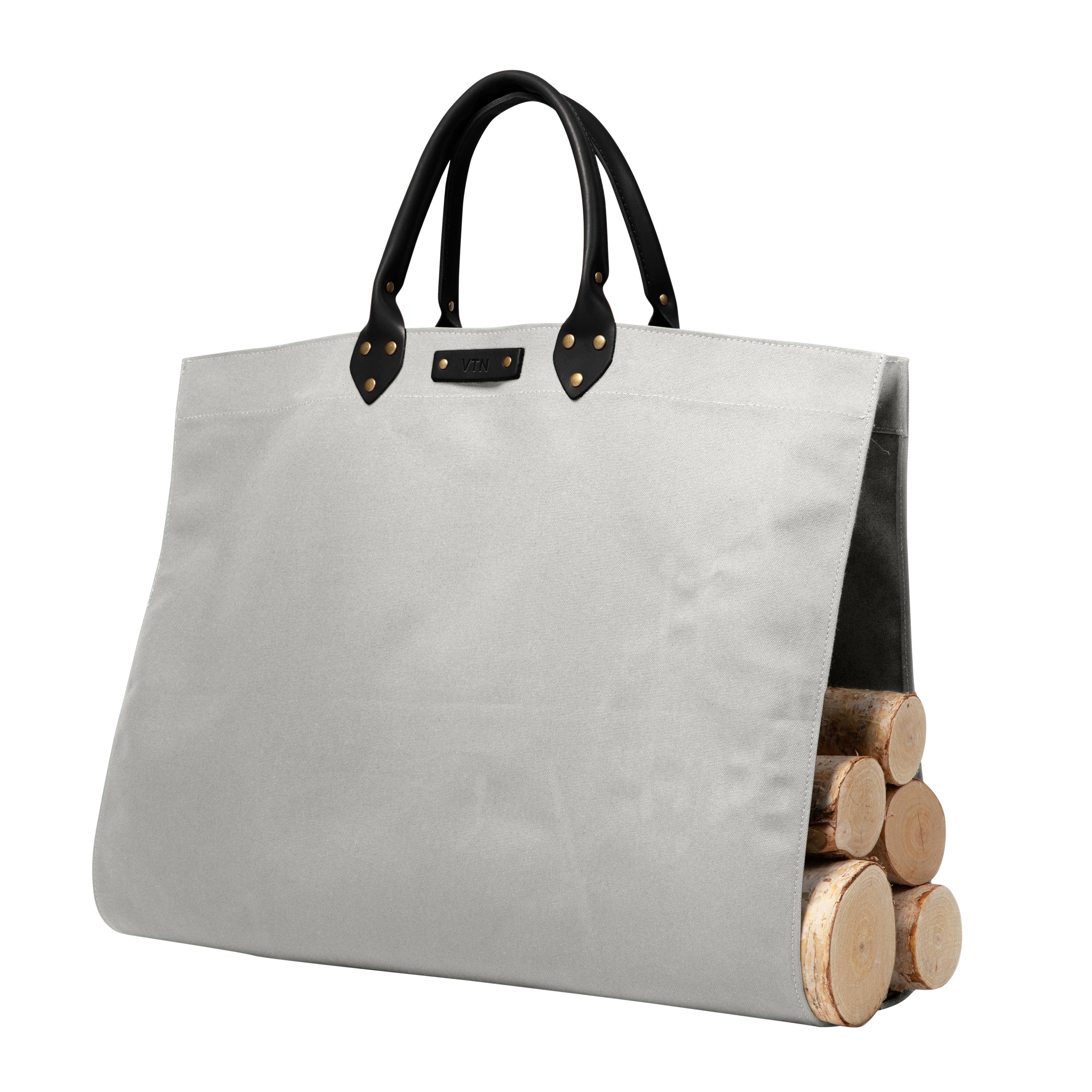 Canvas Log Carrier with Leather Handle